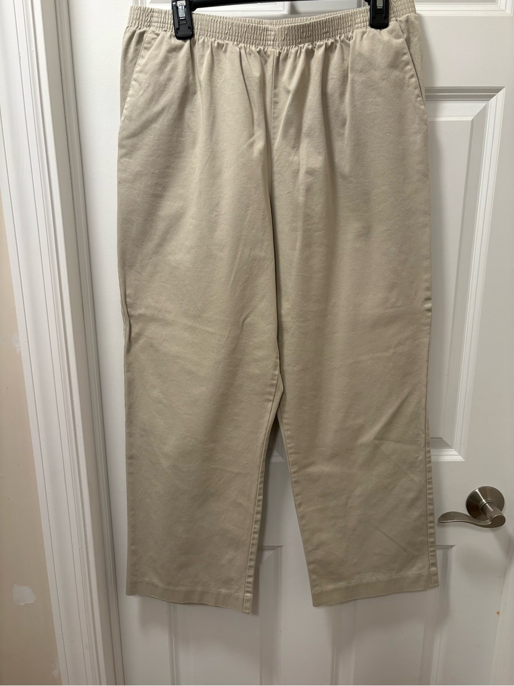 Alfred Dunner Women's Cotton Straight-Leg Pants in Light Taupe Size 14P